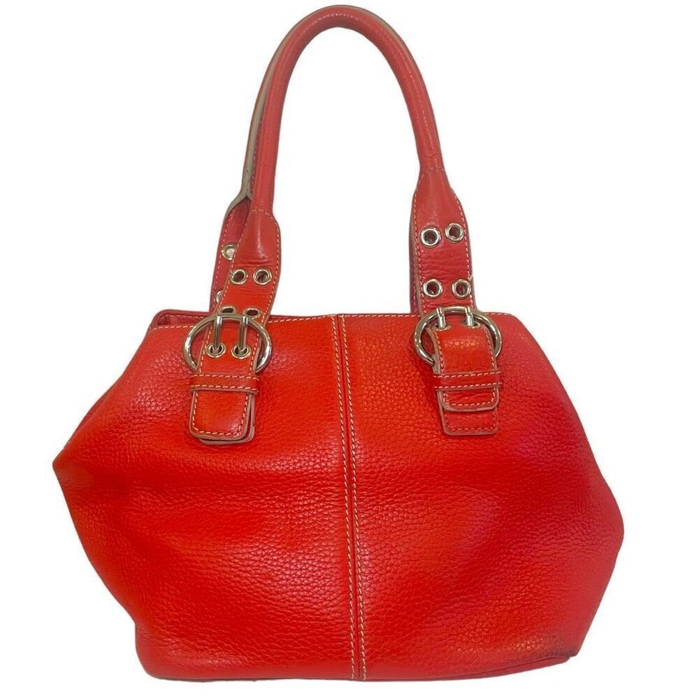 Vintage Y2K Bandolino Bright Cherry Red Pebbled‎ Leather Handbag
